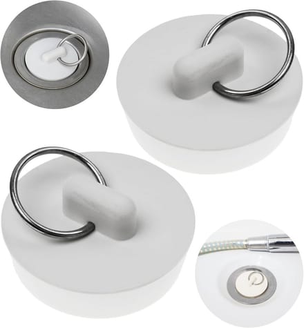 Universele Rubber Dop voor Afvoerputje, 2 Stuks, Wit