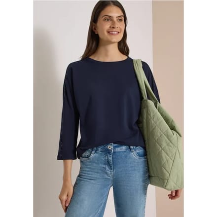 Batwing-shirt met luipaardprint-biesjes