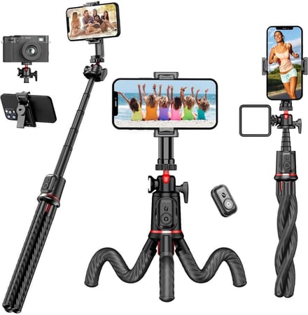 Flexibele Statief Selfie Stick met Cold Shoe & Afstandsbediening – Uitschuifbaar Telefoonstatief Geschikt voor: iPhone & Android - Go Pro, Camera – Octopus Tripod voor Vlog, Video, Livestream