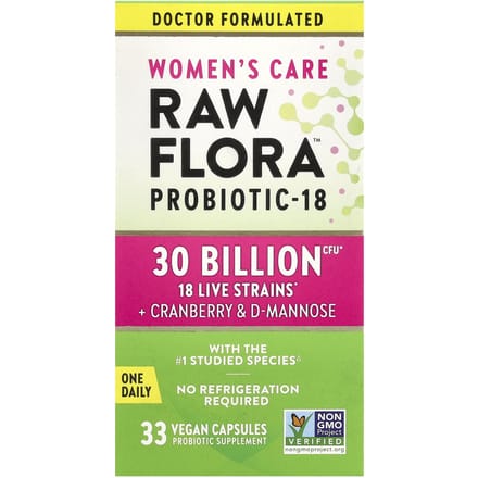 Vérité Naturelle, Soin Féminin, Probiotique-18 RAW Flora™, 33 Capsules Végétales