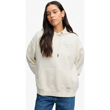 Superdry Luxe Casual Relaxed Hoodie Crème Grootte: 34