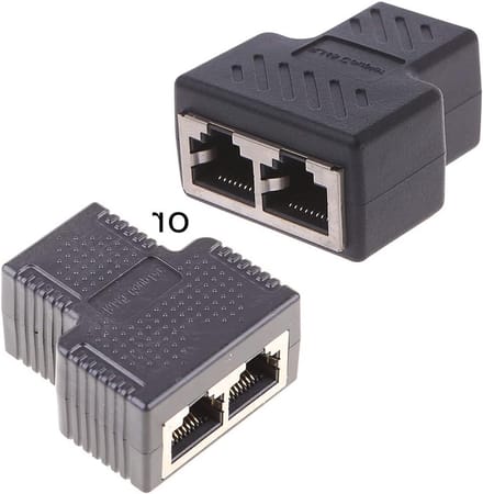 Ethernet Splitter Adapter - Netwerk Koppeling - Netwerk Uitbreiden - 1 naar 2 Poorten - Compact Formaat - Zwart