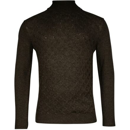 Baileys Trui Lambswool Rollneck Fantasy Diagonal Cable Knit Donker Groen / male