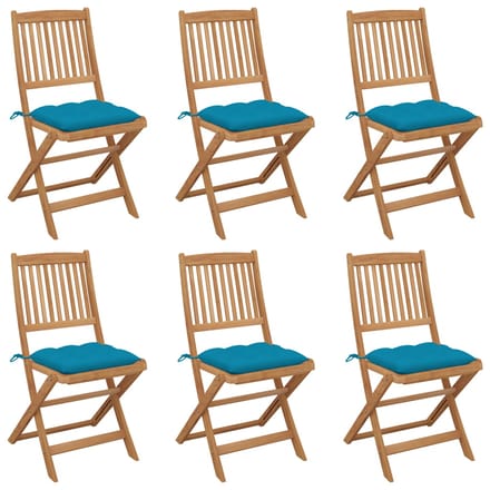 vidaXL - Inklapbare - stoelen - 6 - st - met - kussens - massief - acaciahout