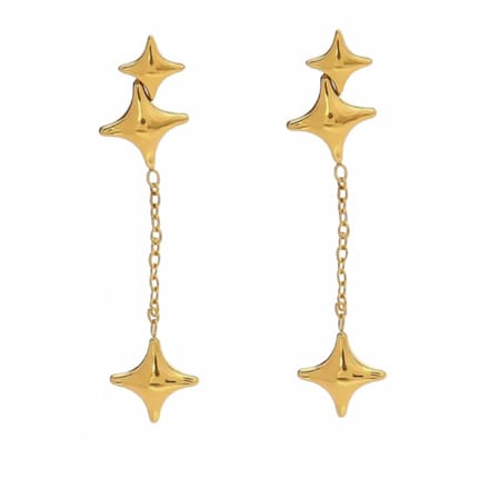 Rvs- goudkleurig- ster- oorbellen-Charme Bijoux