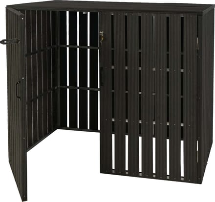 XL Containerombouw voor 2/4 afvalbakken - metaal-houtlook ~ antraciet