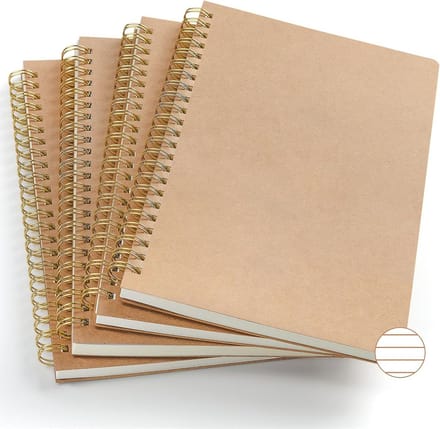 Notitieblok A5 Gelinieerd - 4 Stuks Spiraalbinding voor Notities en Schetsen