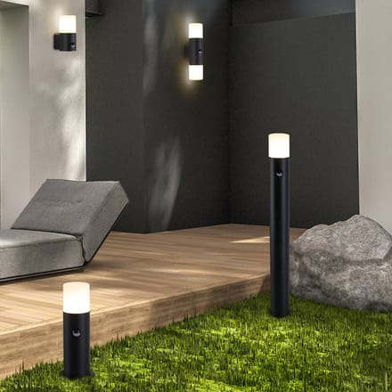 Searchlight Tuinpadverlichting Cannes, hoogte 80 cm, zwart, metaal, sensor