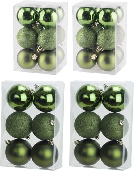 Cosy & Trendy kerstballen set appelgroen - 36x stuks - 6 en 8 cm - mat - glans - glitter mix