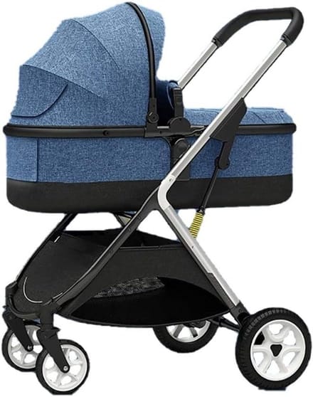 Baby Kinderwagen - Compacte Pram - Comfortabel Reizen - Verstelbaar Stuur - 32x77x100cm - Blauw
