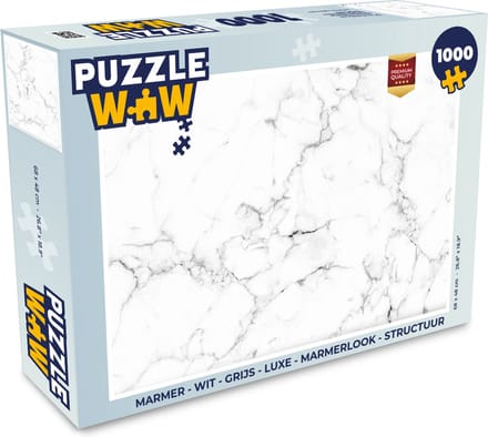 Puzzel Marmer - Wit - Grijs - Luxe - Marmerlook - Structuur - Legpuzzel - Puzzel 1000 stukjes volwassenen