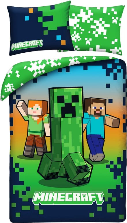 Minecraft Dekbedovertrek Creeper - 140 x 200 + 70 x 90 cm - Polyester