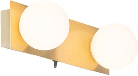 QAZQA cederic - Moderne Wandlamp voor binnen voor badkamer - 2 lichts - D 104 mm - Goud/messing -