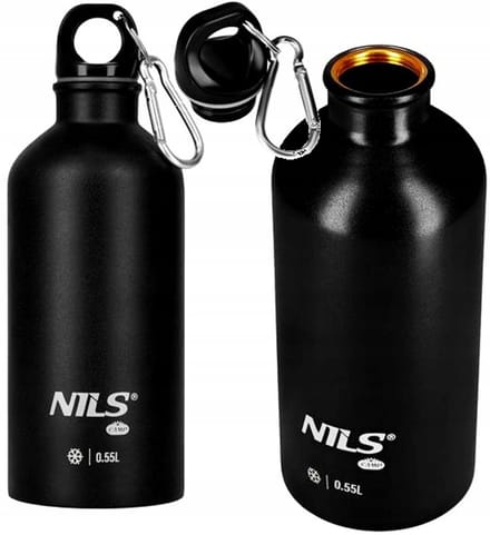 Nils Camp Thermosfles 550ml - Zwart, RVS, 24u Koel, Lekvrij