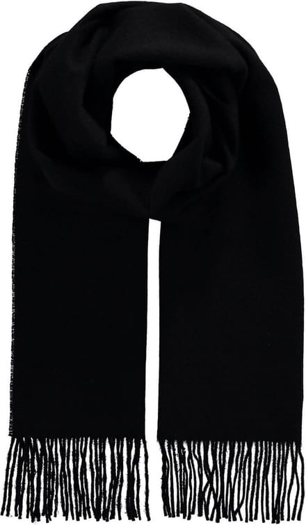 FRAAS Sjaal Wool Scarf with Fringes Black Zwart