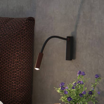 Molto Luce Arok LED wandlamp, zwart/koffiebruin, aluminium
