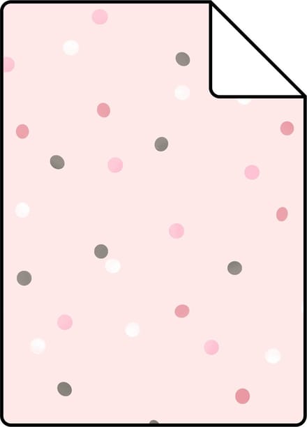 Proefstaal ESTAhome behang stippen roze en warm grijs - 26.5 x 21 cm - 139051-S