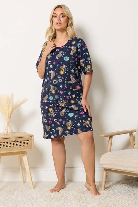 Yours Marineblauw Nachthemd Met Sterrenprint Size 46-48