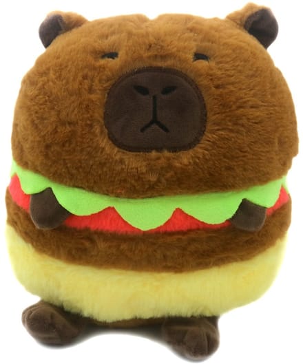 Knuffel - Capybara - hamburger - 21cm - pluche - grappig - schattig - cadeau - kinderen