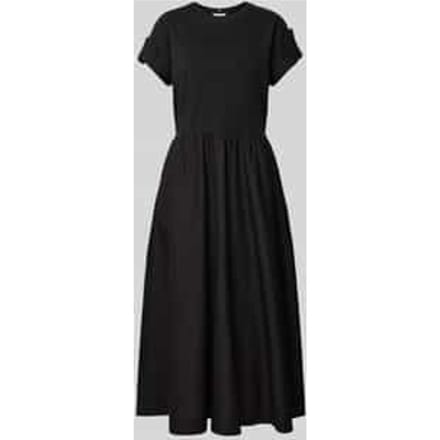 Fit-and-flare midi jurk met goudkleurige knopen
