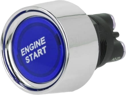 Auto motor startknop - 22mm - SPST NO - Blauw - 12V