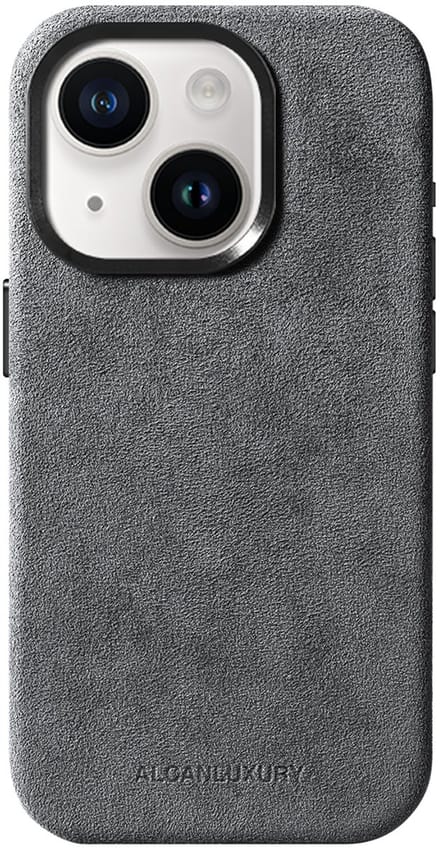Alcanluxury Alcantara telefoonhoesje geschikt voor Apple iPhone 15 Plus - Nardo Grey