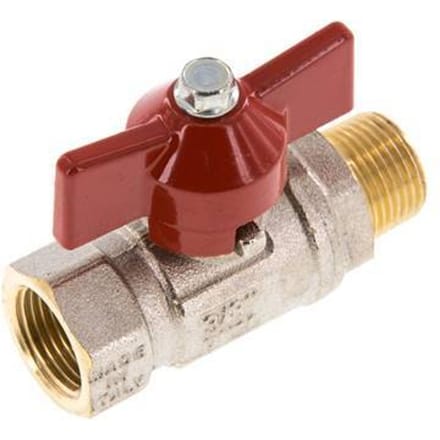Buiten x Binnendraad R/Rp 3/8 inch Vlinder Handle 2-Weg Messing Kogelkraan - BL2BN-M-MF-NK-038