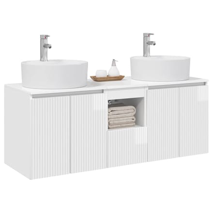 vidaXL - Badkamerkast - set - 3 - st - Hoogglans - Wit - 49,5 - x - 44,5 - x - 65 - cm
