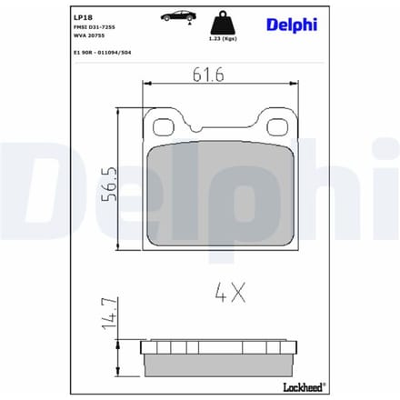 Remblokset DELPHI LP0018, achter