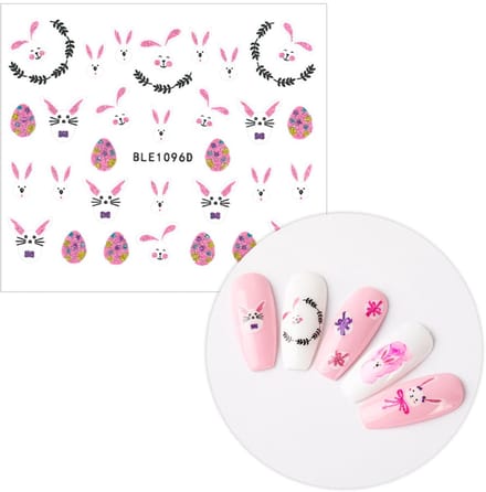 Allepaznokcie 3D Sticker - Paas Glitter Designs - Roze - Zelfklevend