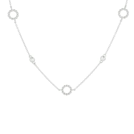 collier zirkonia 41 + 4 cm zilver gerhodineerd