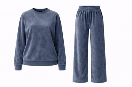 Huispak velours - grijs - 2 delig - maat S - velvet - broek met top
