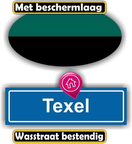 Jerma - Texel - Vlag - Stickers -Set 2 st - ovaal 13 x 7 - tekst 13 x 6 cm - Zelfklevend - Vinyl