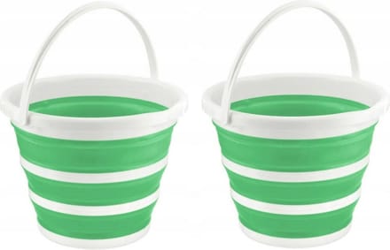 Benson Opvouwbaar emmer - 2x stuks - groen - kunststof - 5L - camping - afwasteil