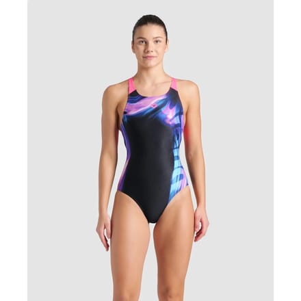 Arena Badpak Dreamhline V Back Zwart-Schokkend Roze