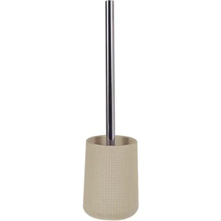 MSV Toilet/wc-borstel in houder - squares - kunststeen/metaal - taupe - 35 cm