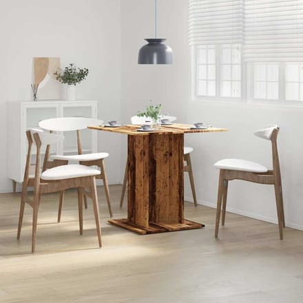 vidaXL - Eettafel - 80x80x75 - cm - bewerkt - hout - oud - houtkleurig