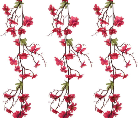Everlands kunstbloem/bloesem takken - 3x - fuchsia roze - 187 cm