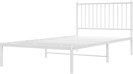 Bedframe met hoofdbord - Metalen ledikant - Slaapkamer meubel - Robuuste constructie - 100x200 cm - Wit