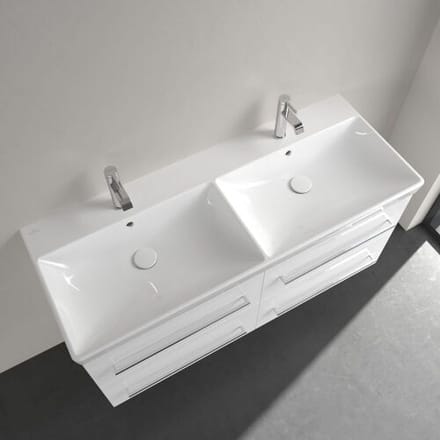 Villeroy & Boch Avento dubbele meubelwastafel - 120x47cm - 2 kraangaten - met overloop - White Alpine (glans wit)