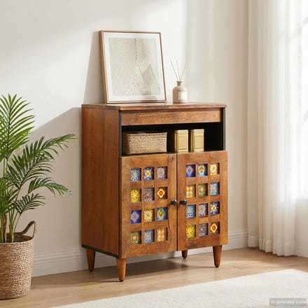 vidaXL - Dressoir - Walnotenhout - 60 - x - 33 - x - 75 - cm - Massief - Mango - Hout