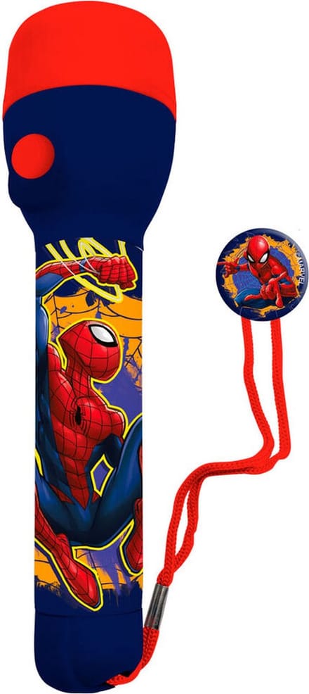 Marvel Spiderman kinder zaklamp/leeslamp - rood/blauw - kunststof - 16 x 4 cm