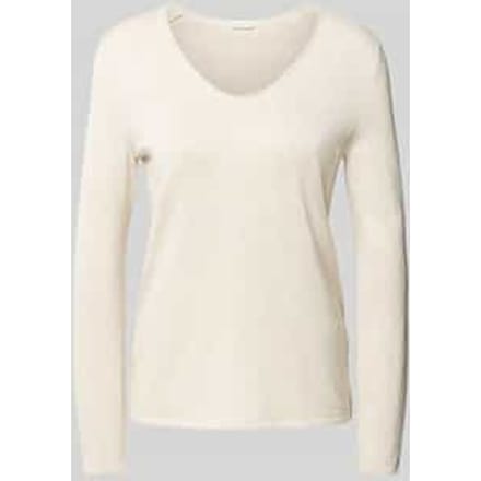 Tom Tailor - Gebreide trui met V-hals - Maat S - desert sand melange