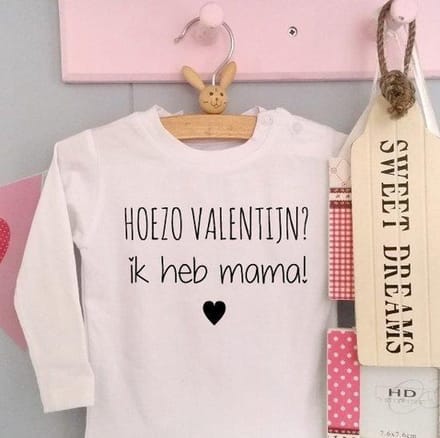 romper valentijn mama lange mouw wit maat 62-68