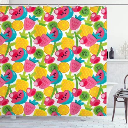 ABAKUHAUS – Vruchten douchegordijn – 175x180 cm – Waterafstotend