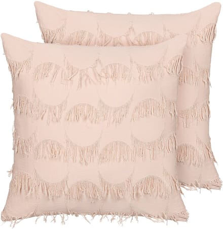 AGASTACHE - Sierkussen set van 2 - Roze - 45 x 45 cm - Polyester