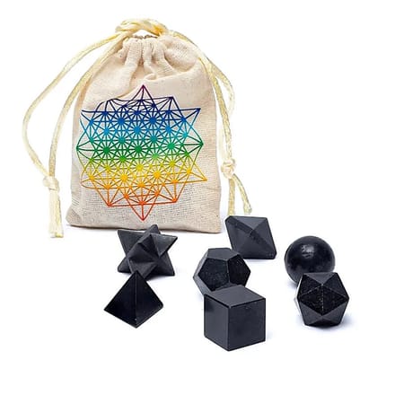 Heilige geometrieset van zwarte toermalijn, 7-delig