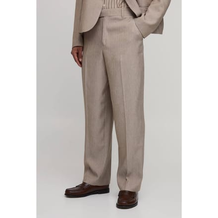 Herringbone Relaxed Fit Tailored Trousers | Taupe | Size 38