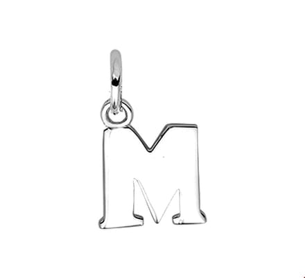 Zilver Gerhodineerde Hanger letter M 1319084