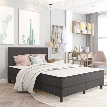 vidaXL - Boxspring - stof - donkergrijs - 140x200 - cm